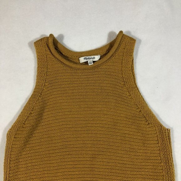 Madewell Womens XXS Chunky Knit Sweater Tank Top Ribbed Fall Gold Mustard - Picture 2 of 10